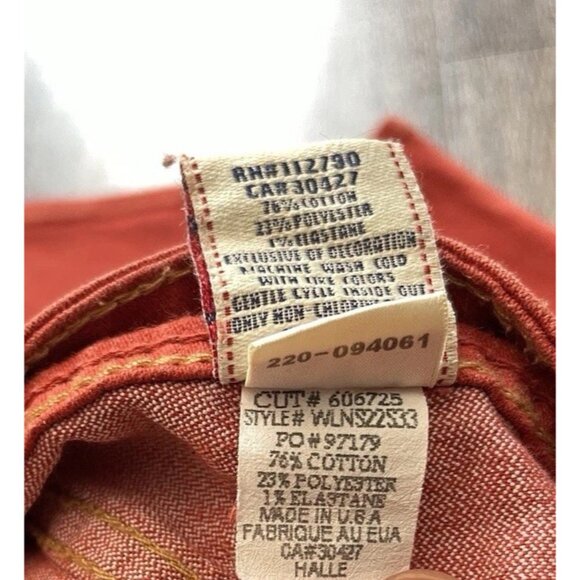 True Religion Jeans Women’s Sz 27 Halle Mid Rise Denim Orange Red Made In USA - Picture 13 of 16